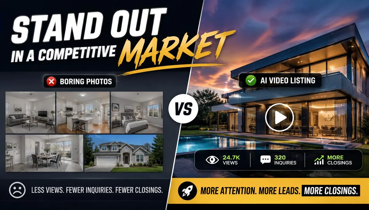 AI video listing compared with traditional property photos